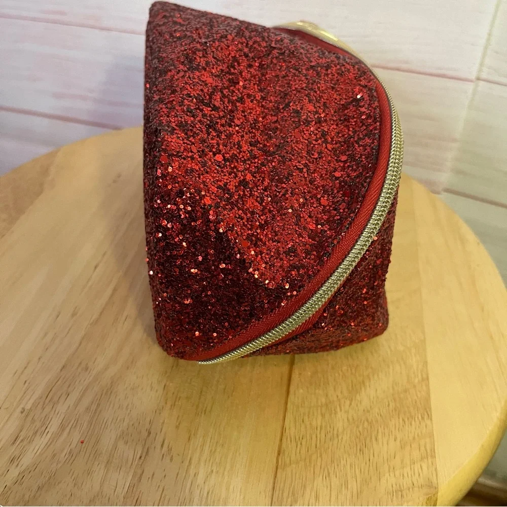 Red Glitter with Gold Snowflake Cosmetic Makeup‎ Bag